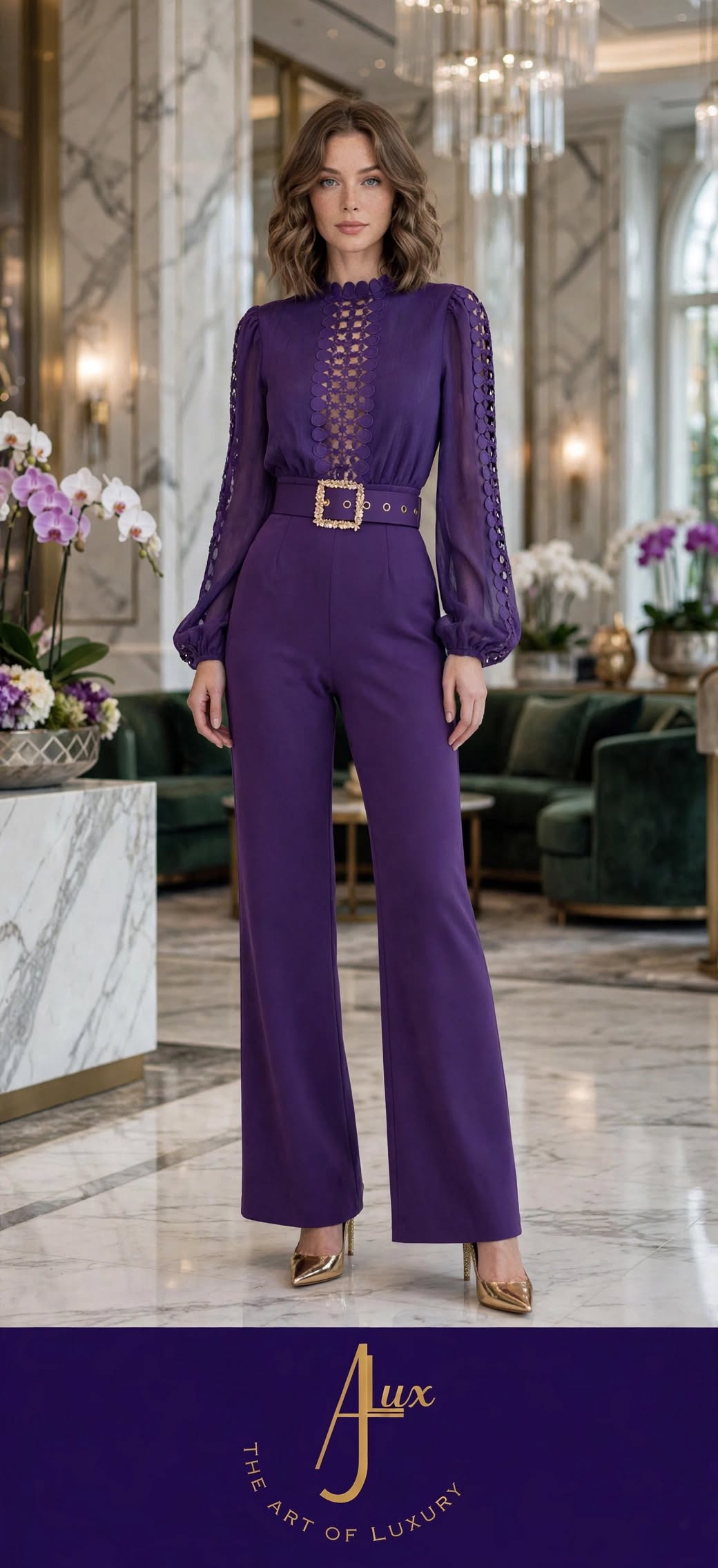 Violette Crochet-Detail Belted Jumpsuit
