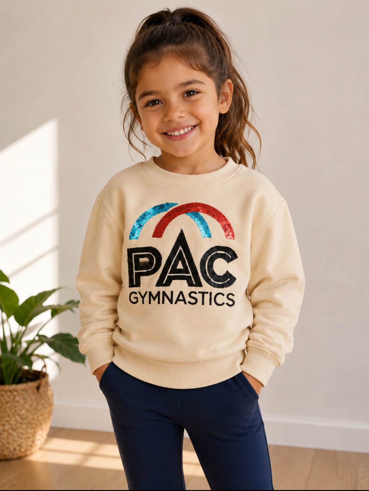 YOUTH PAC CLassic Logo Sequin Crewneck - Ivory