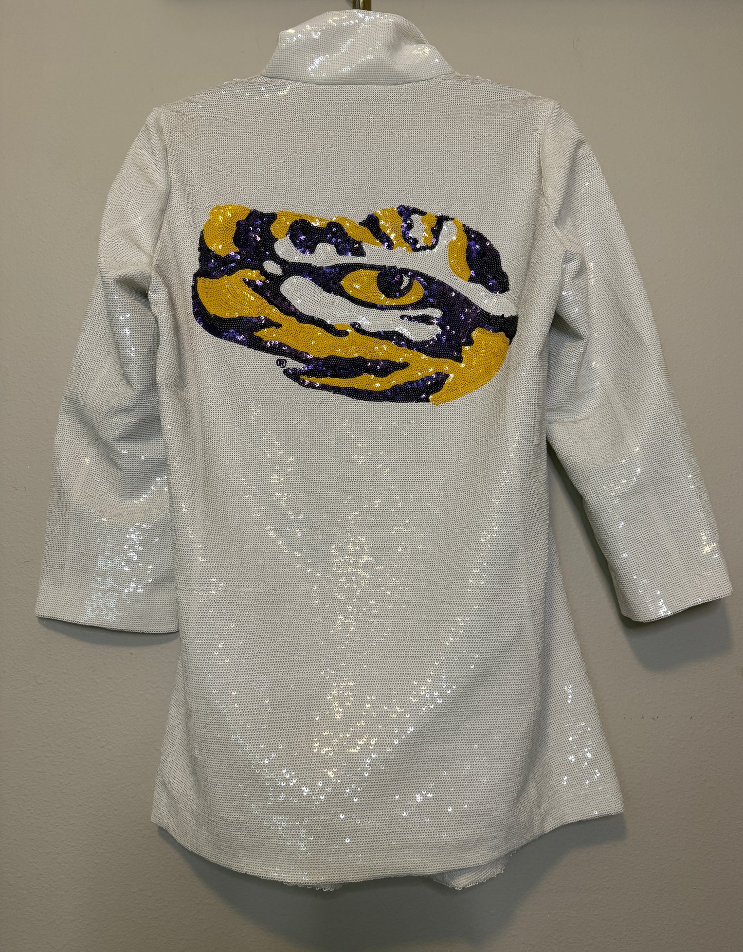 White Sequin Tiger Eye Blazer