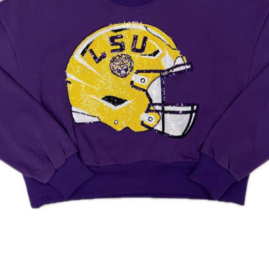 Sparkle Helmet Sweatshirt - Purple LSU