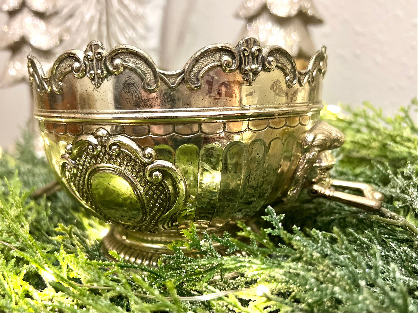 Antique Silver Plated Lion Handle Bowl - NEW NORDIC NOIR Scent