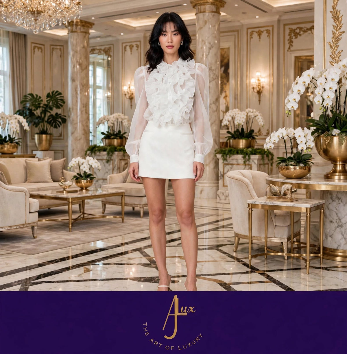 Élodie Crystal Ruffle Blouse