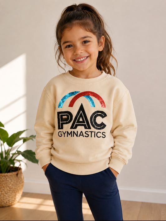YOUTH PAC CLassic Logo Sequin Crewneck - Ivory