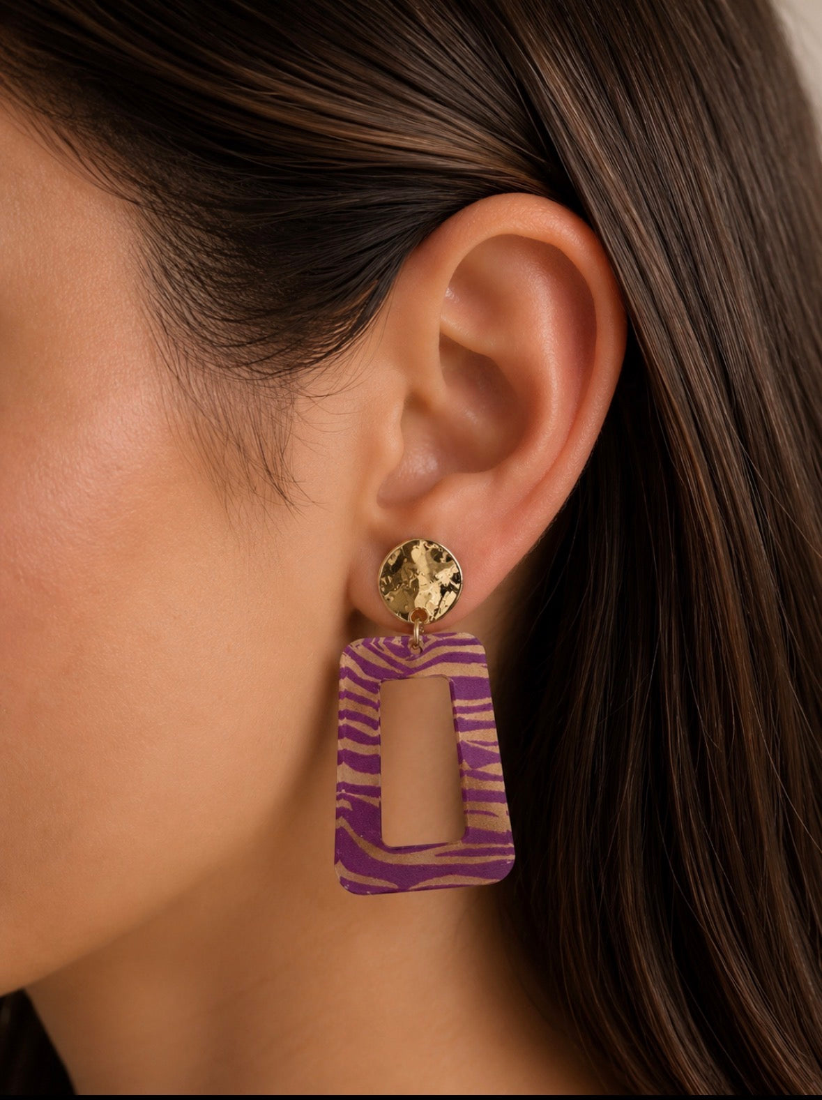 Tiger Stripe Rectangle Drop Earrings