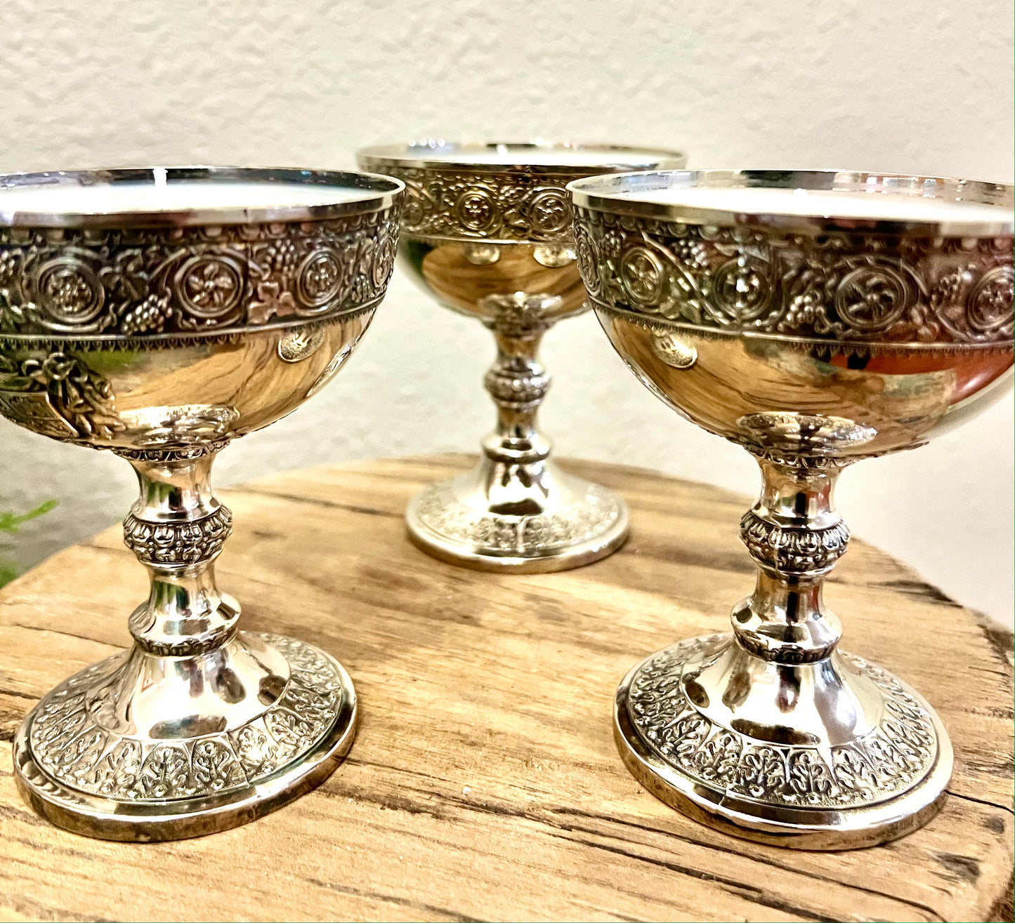 Antique Silver Plated Coupe Candles