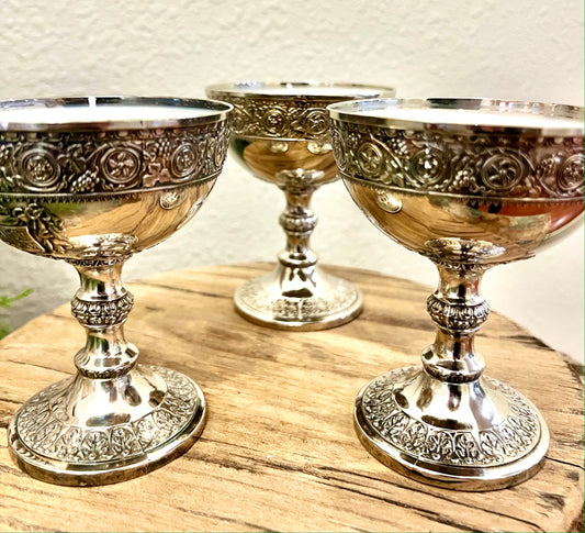 Antique Silver Plated Coupe Candles