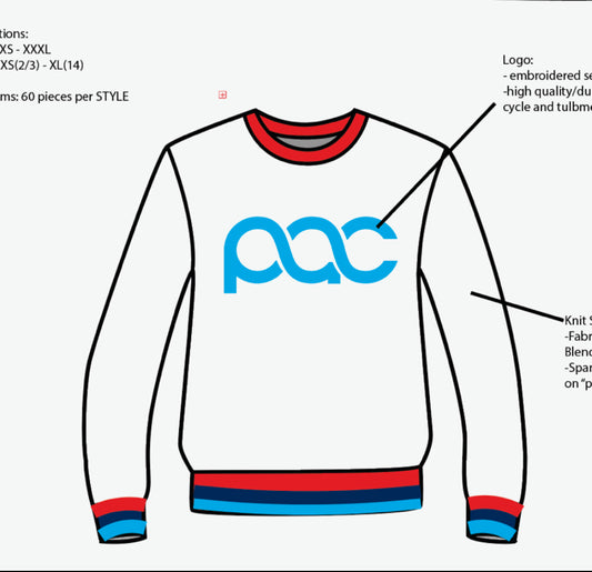 Ivory Crewneck Sweater - Retro PAC Logo in Embroidered Sequins