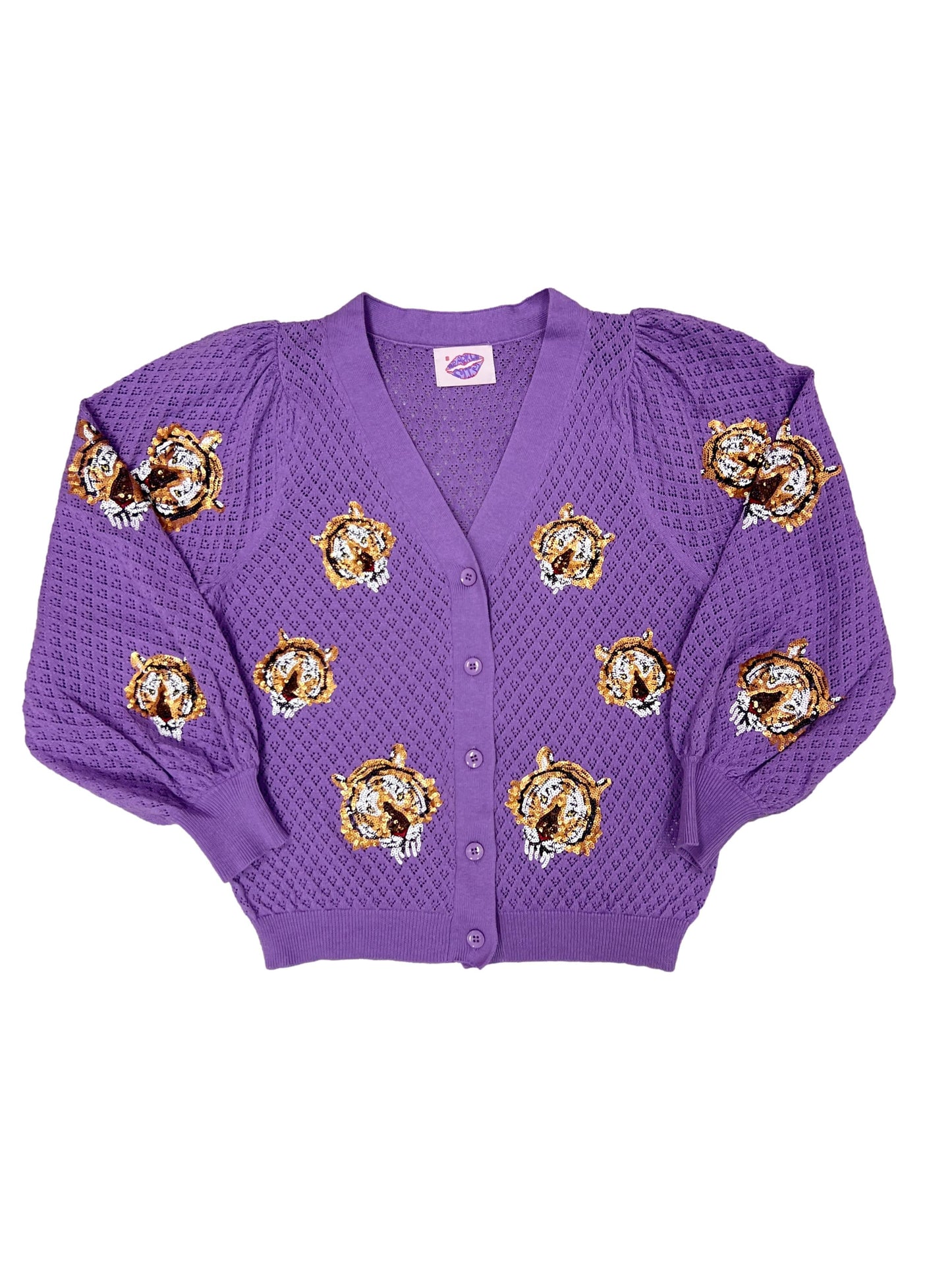 Perfect Puff Cardigan Tigers - Purple
