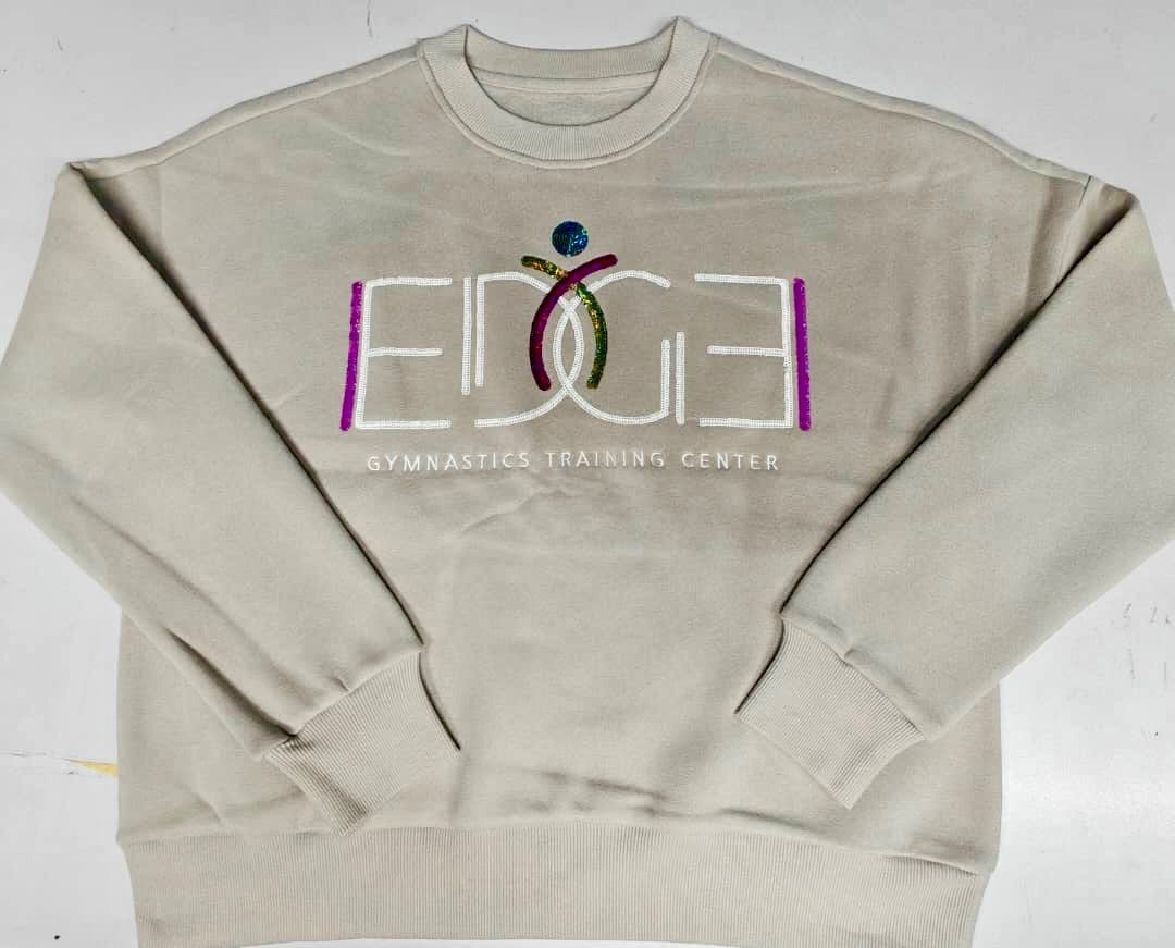 Classic Embroidered Sequin Logo Crewneck – Grey (ADULT)