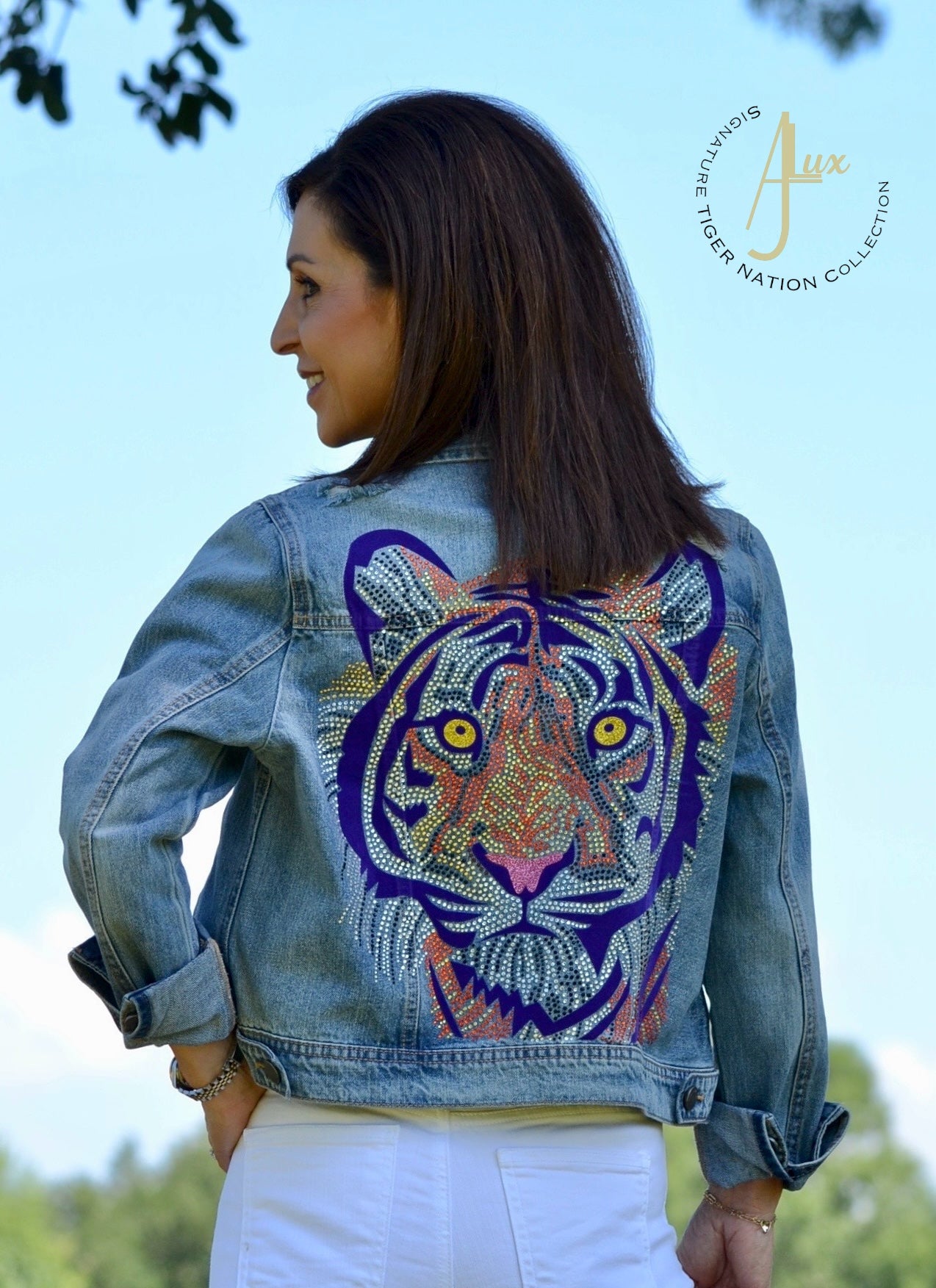 Signature Purple Tiger Face Denim Jacket