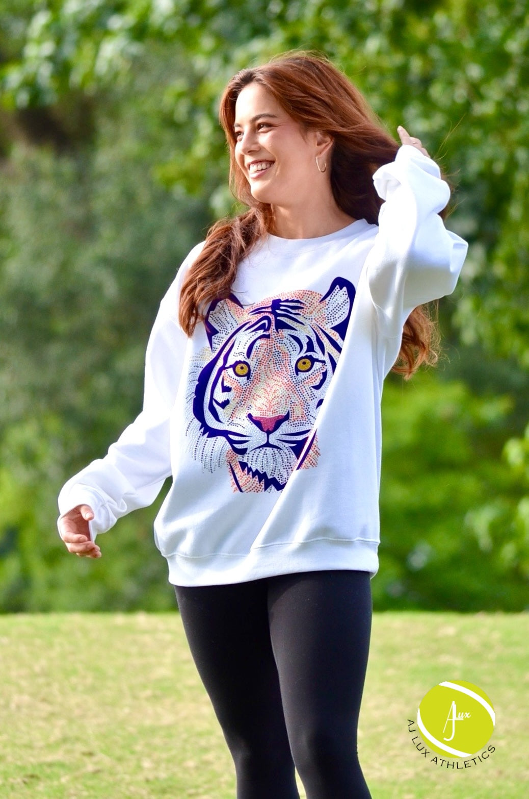 Signature Purple Tiger Face Crewneck Sweatshirt