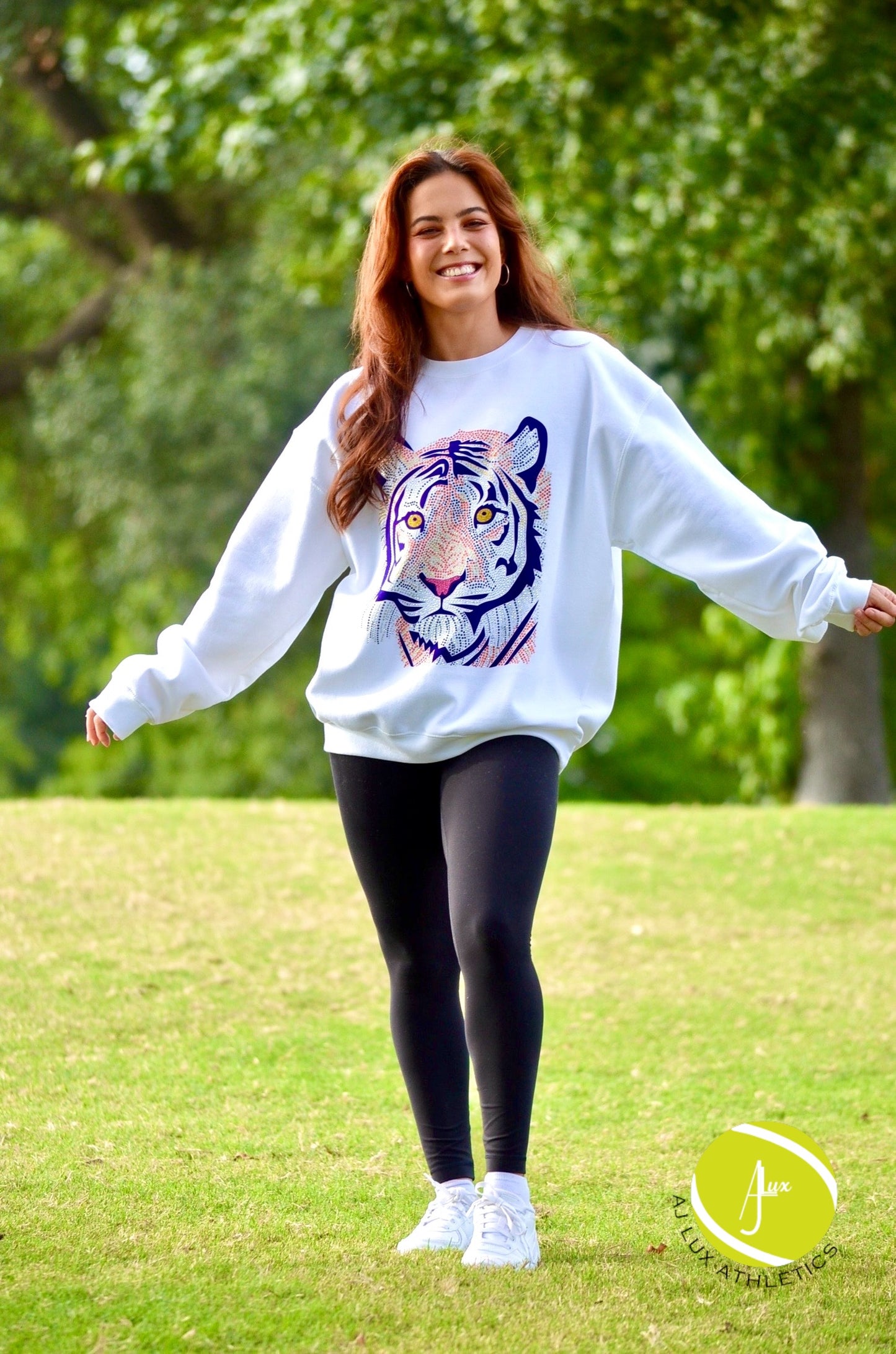 Signature Purple Tiger Face Crewneck Sweatshirt