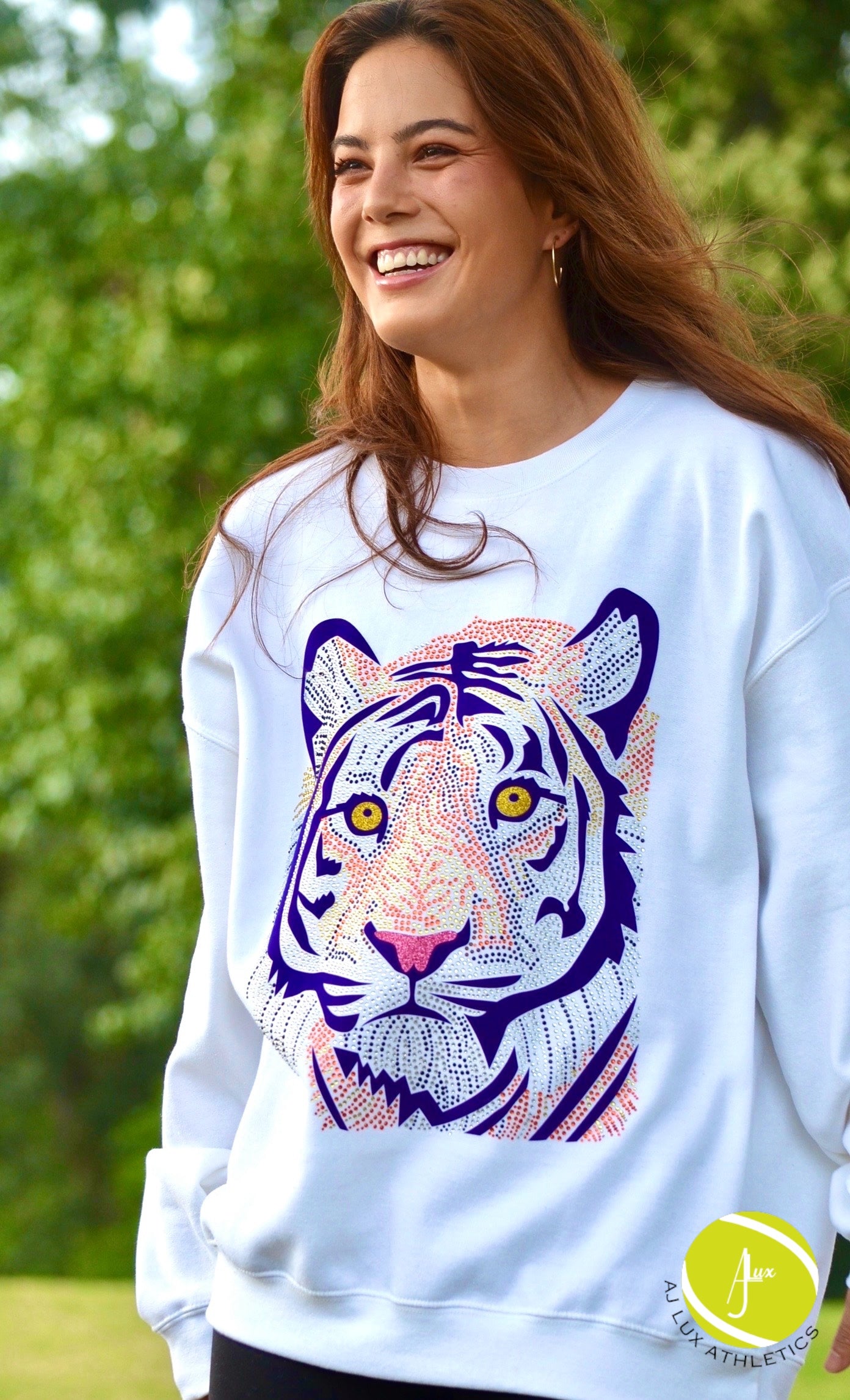 Signature Purple Tiger Face Crewneck Sweatshirt