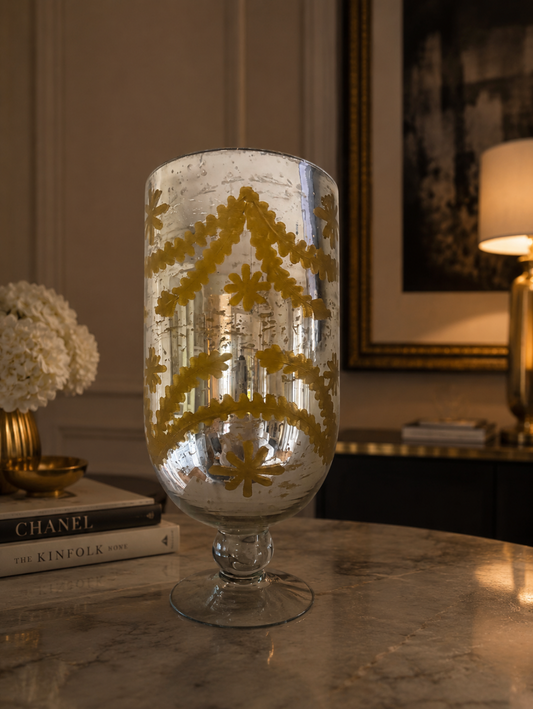 XL European Mercury Glass Hurricane Vessel